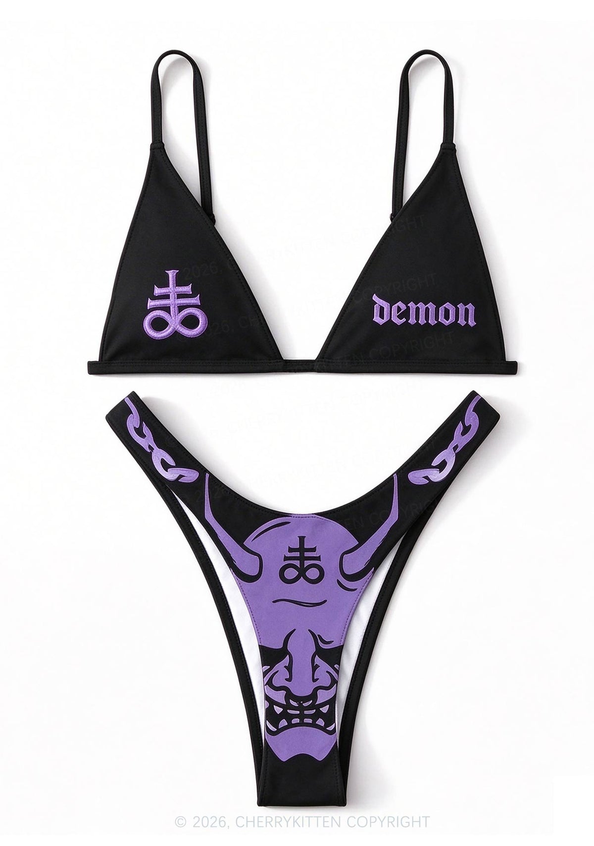 Demon Head Y2K Bikini Set Cherrykitten