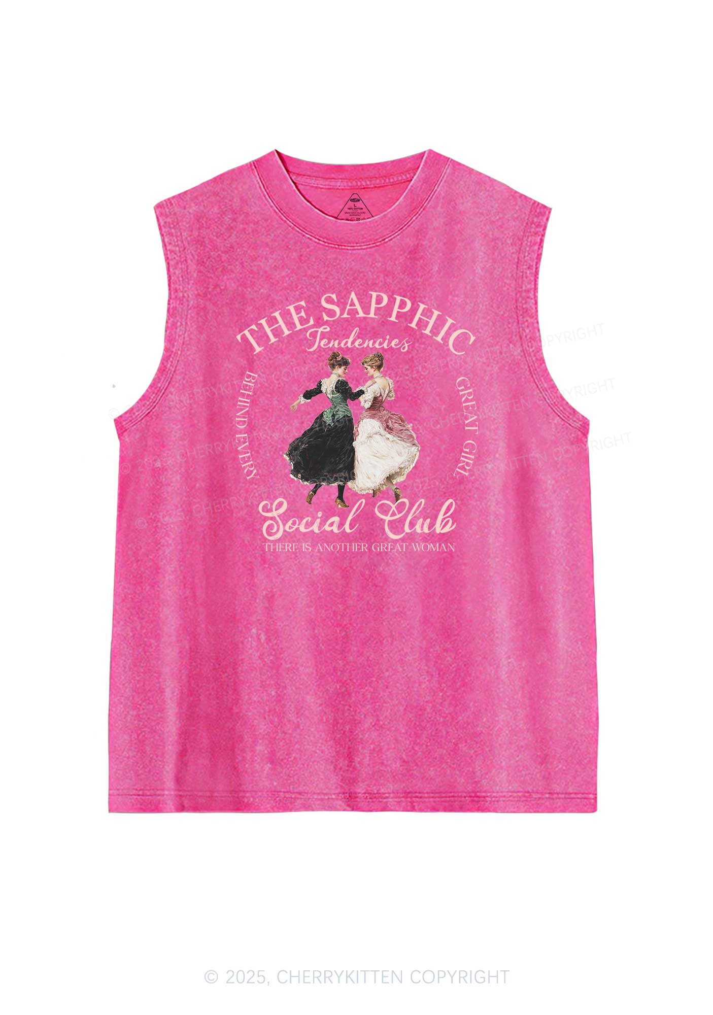 The Sapphic Pride Y2K Washed Muscle Tank Cherrykitten