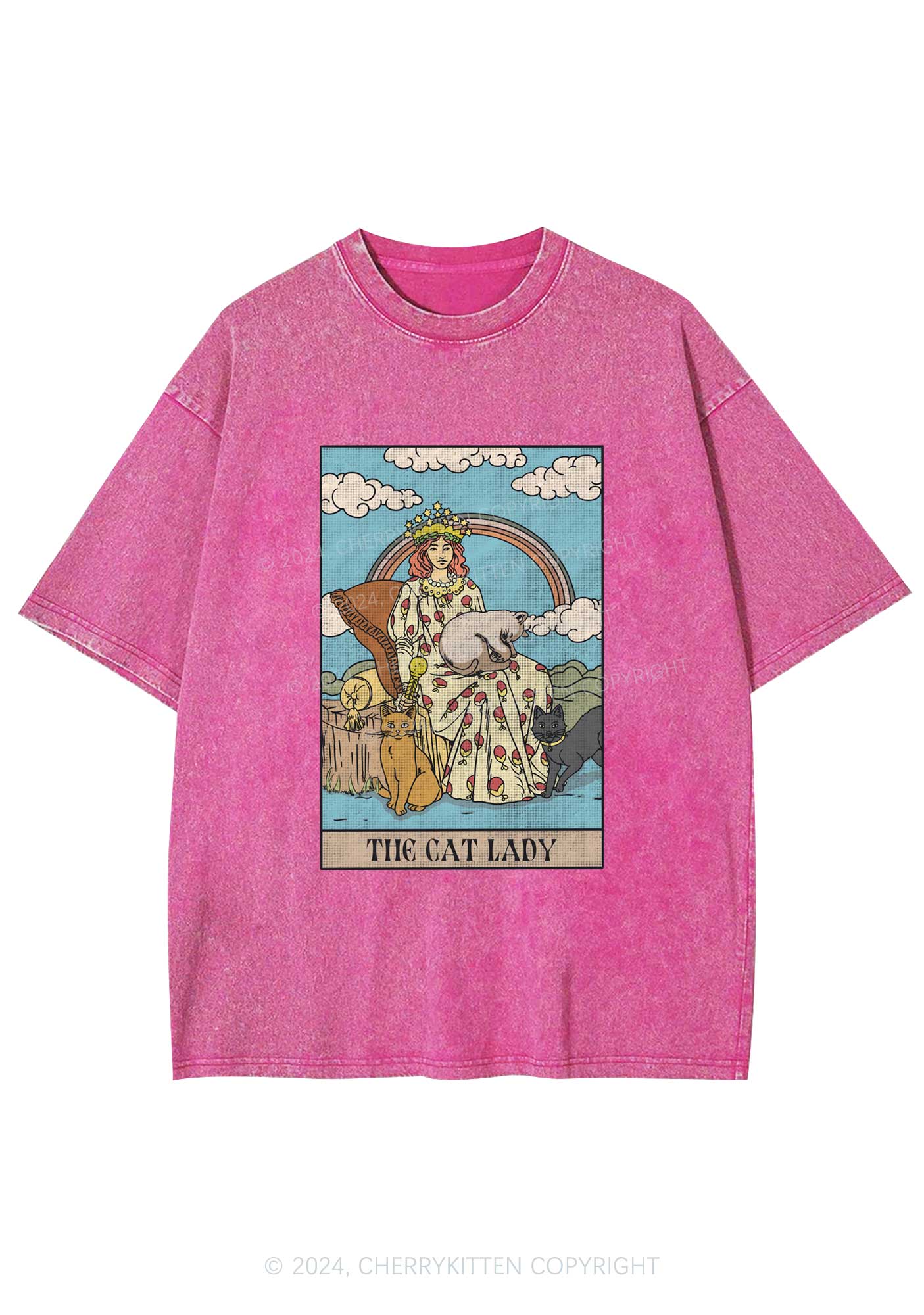 The Cat Lady Y2K Washed Tee Cherrykitten