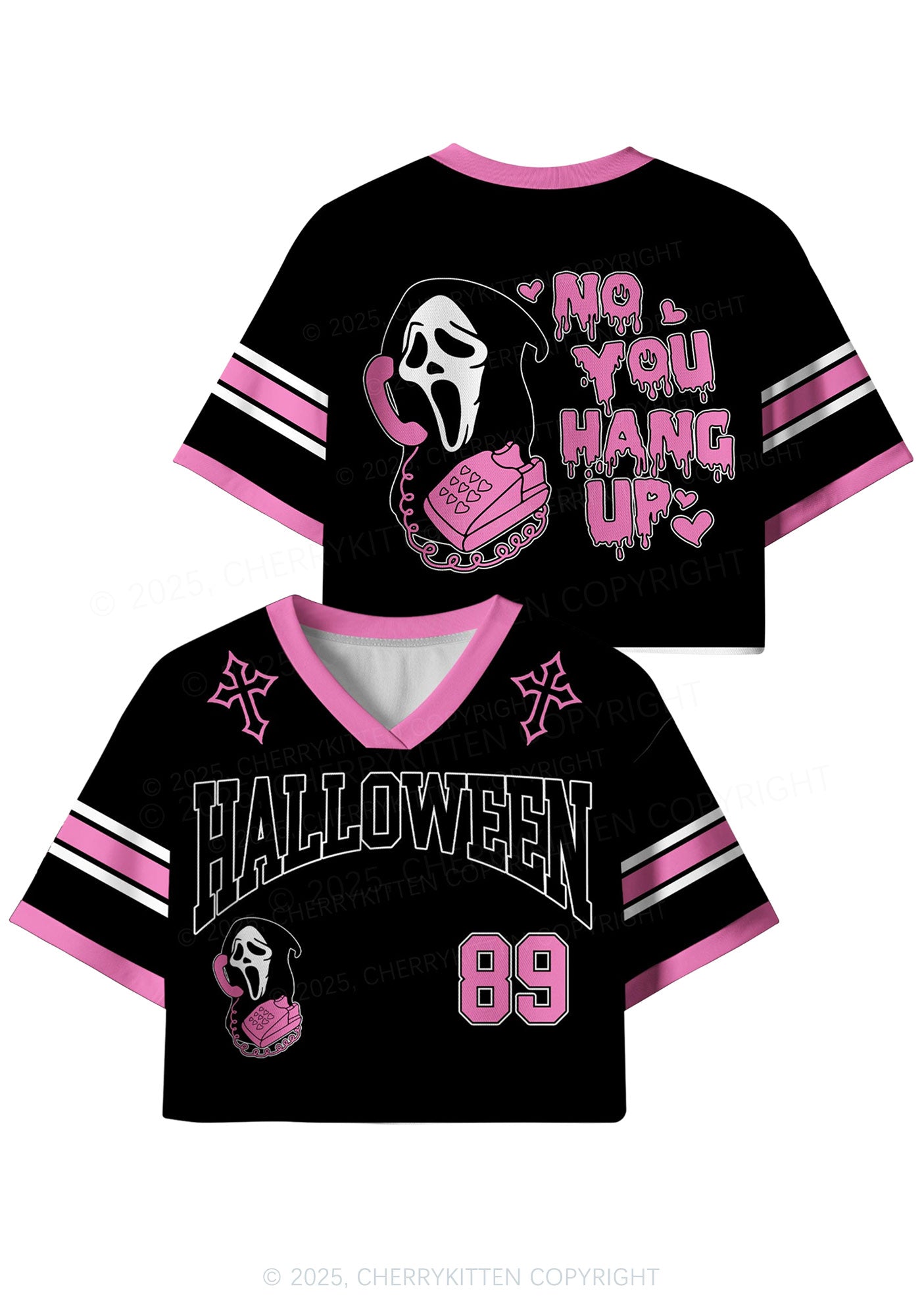 Halloween Custom Horror Call Y2K Crop Sport Jersey Shirts Cherrykitten