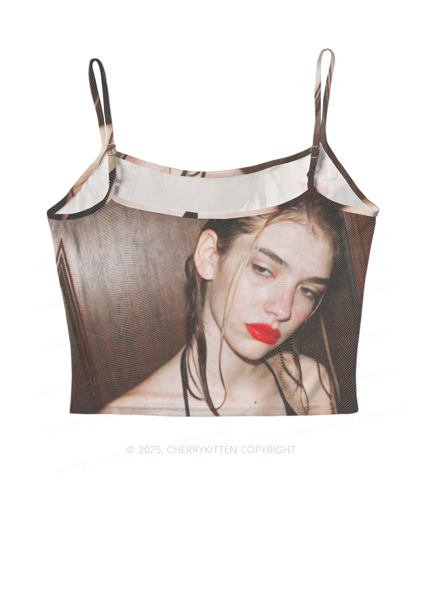 Custom Personalized Photo Y2K Mesh Cami Tank Cherrykitten