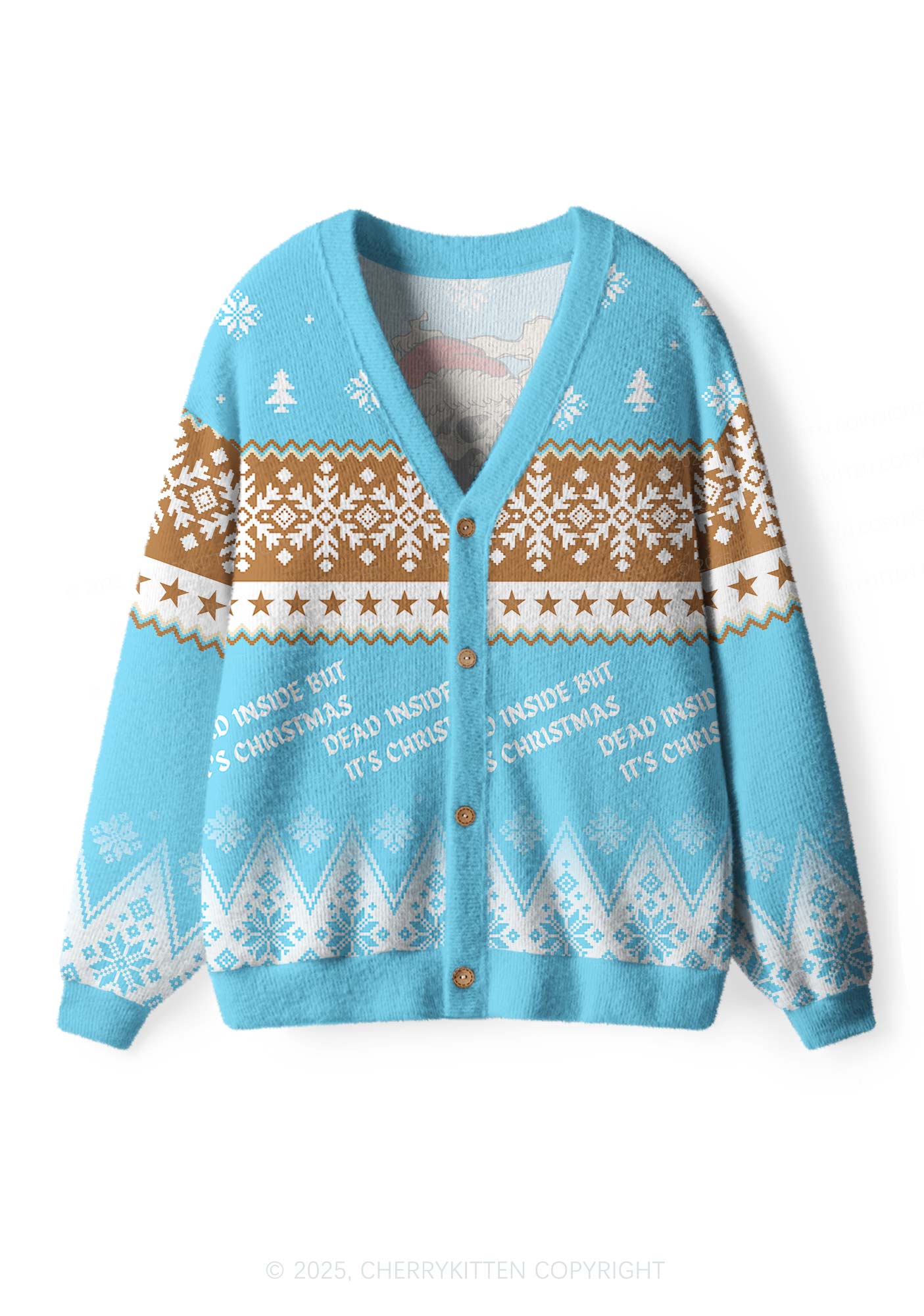 Dead Inside Y2K Christmas Cardigan Knit Sweatshirt Cherrykitten