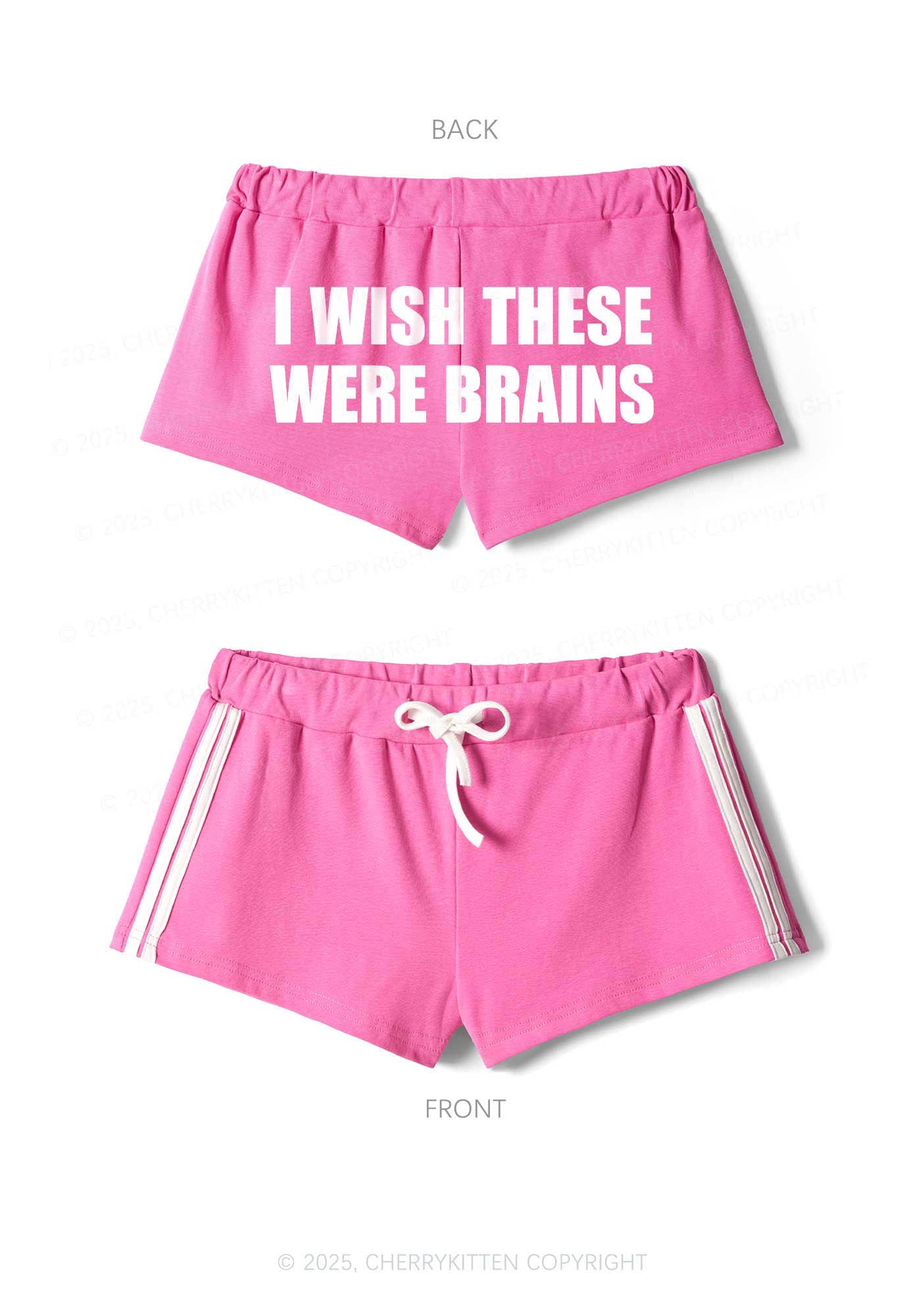 Wish These Were Brains Y2K Drawstring Mini Shorts Cherrykitten