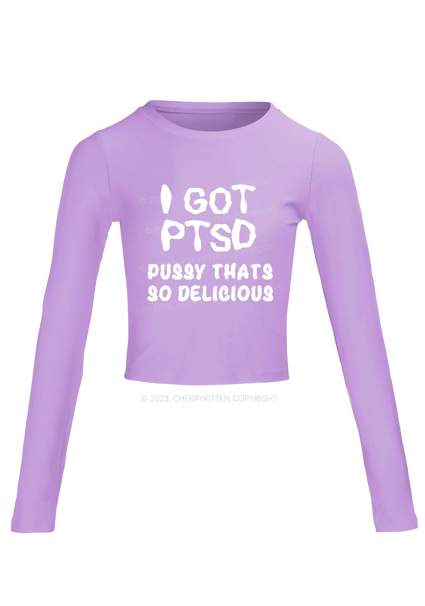 I Got Delicious PTSD Long Sleeve Crop Top Cherrykitten
