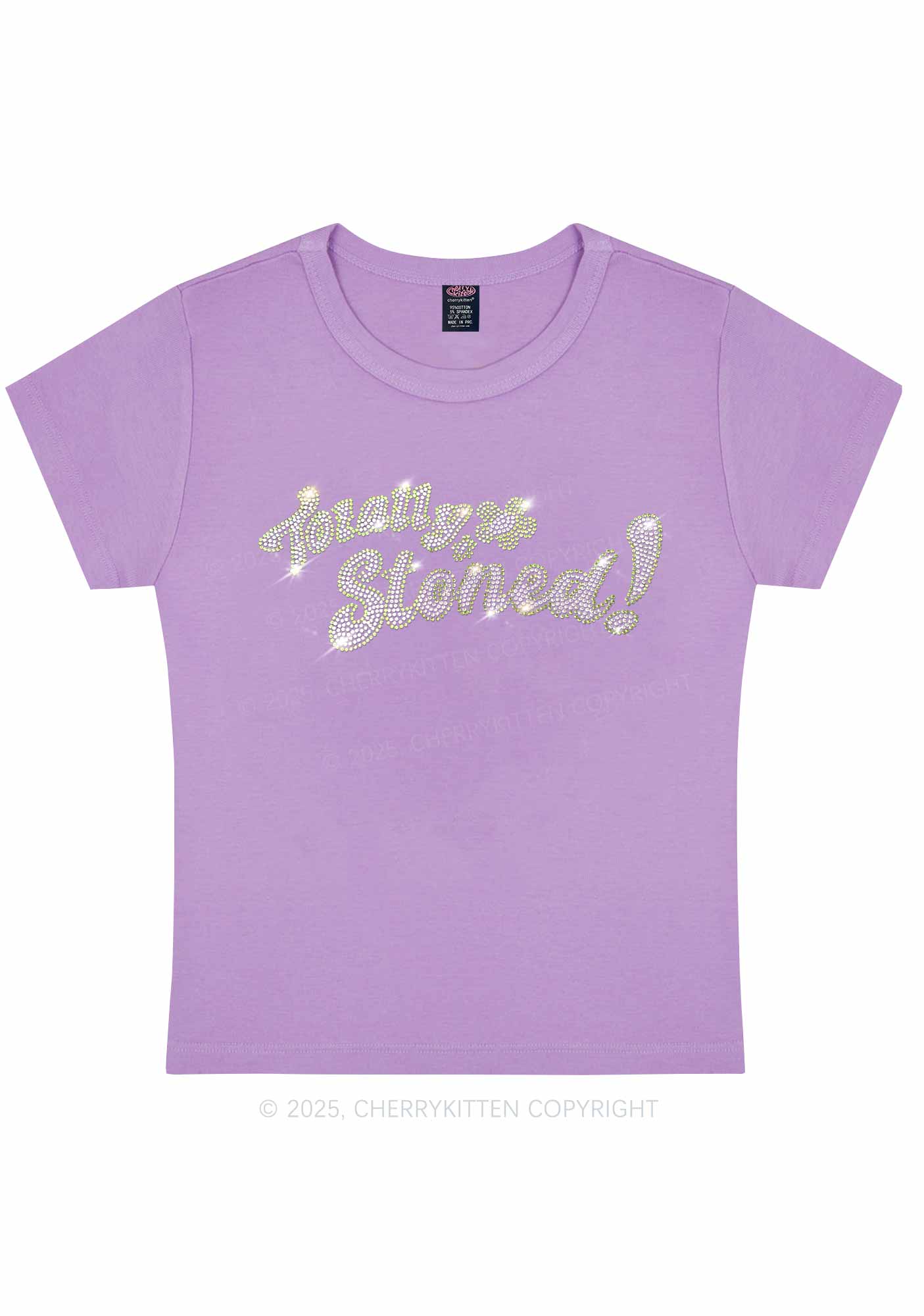 Rhinestone Totally Stoned Y2K Baby Tee Cherrykitten