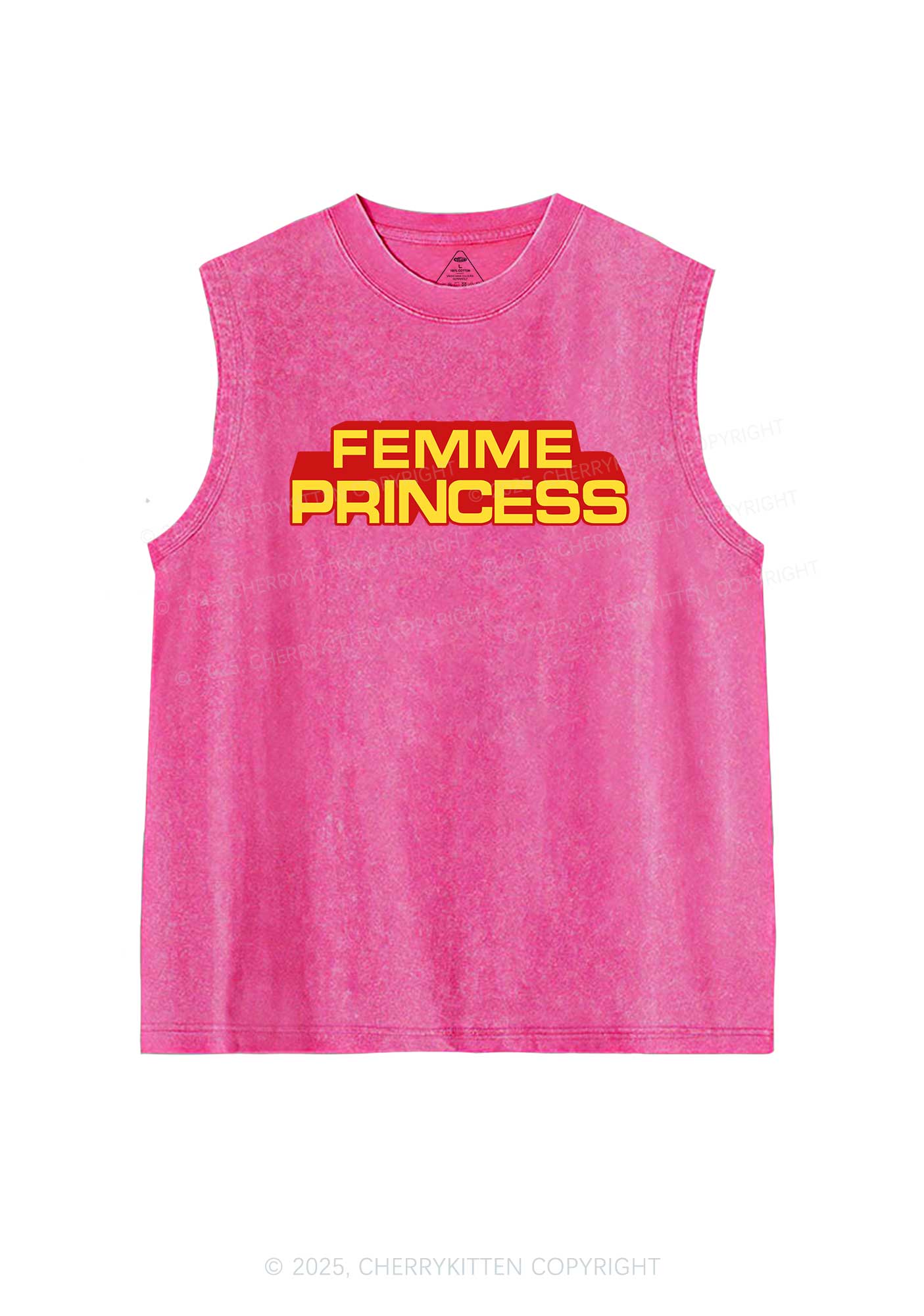 Femme Princess Pride Y2K Washed Muscle Tank Cherrykitten