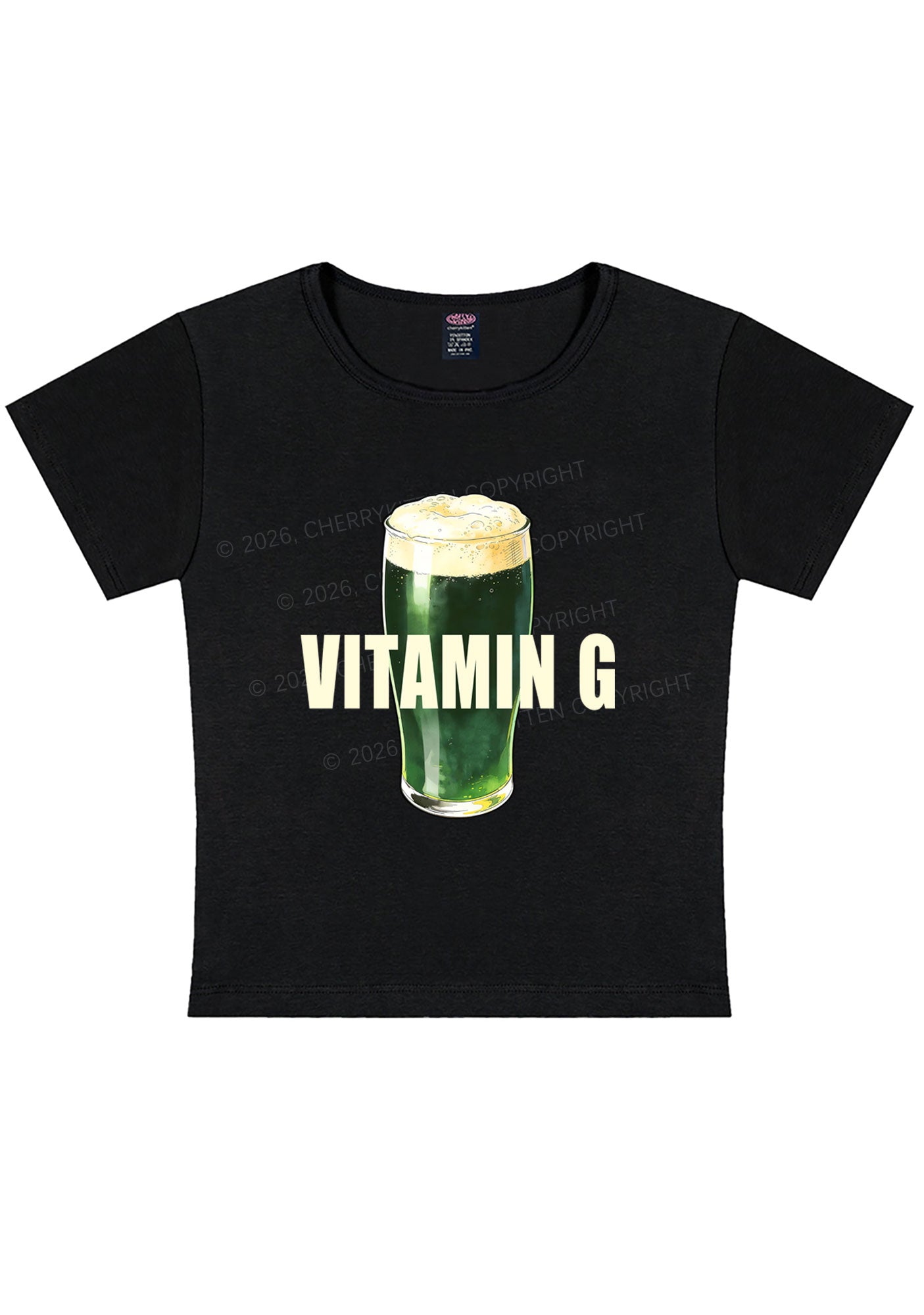 Vitamin G St Patricks Y2K Baby Tee Cherrykitten