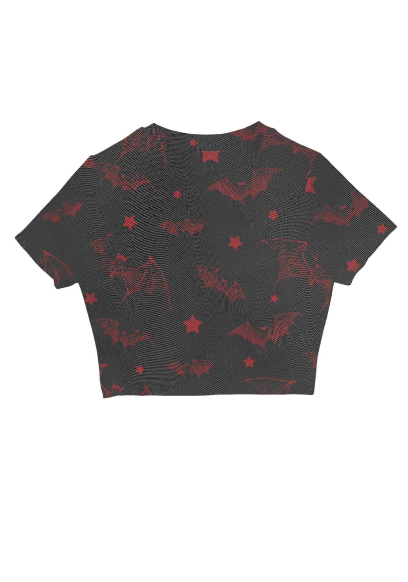 Bat And Star Y2K Mesh Crop Top Cherrykitten
