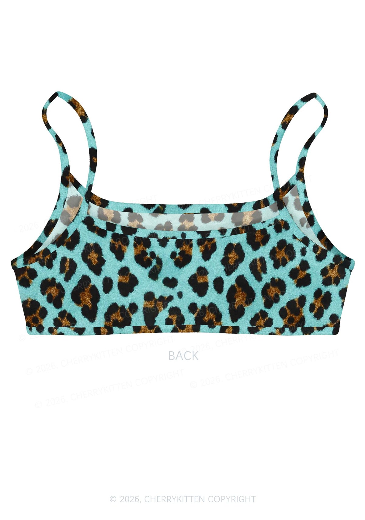 Mint Green Leopard Y2K Print Super Crop Cami Cherrykitten