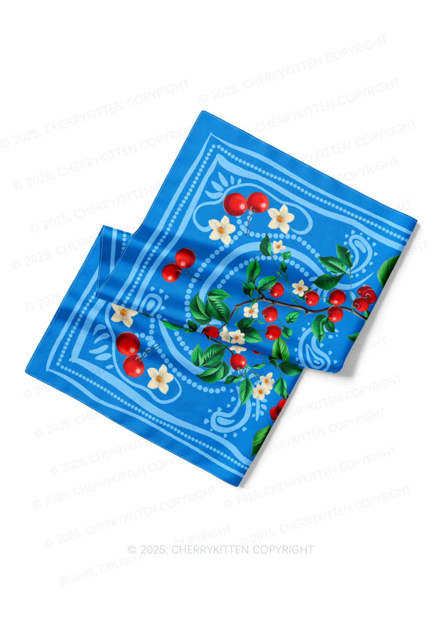 Blue Cherry Y2K Square Bandana Cherrykitten