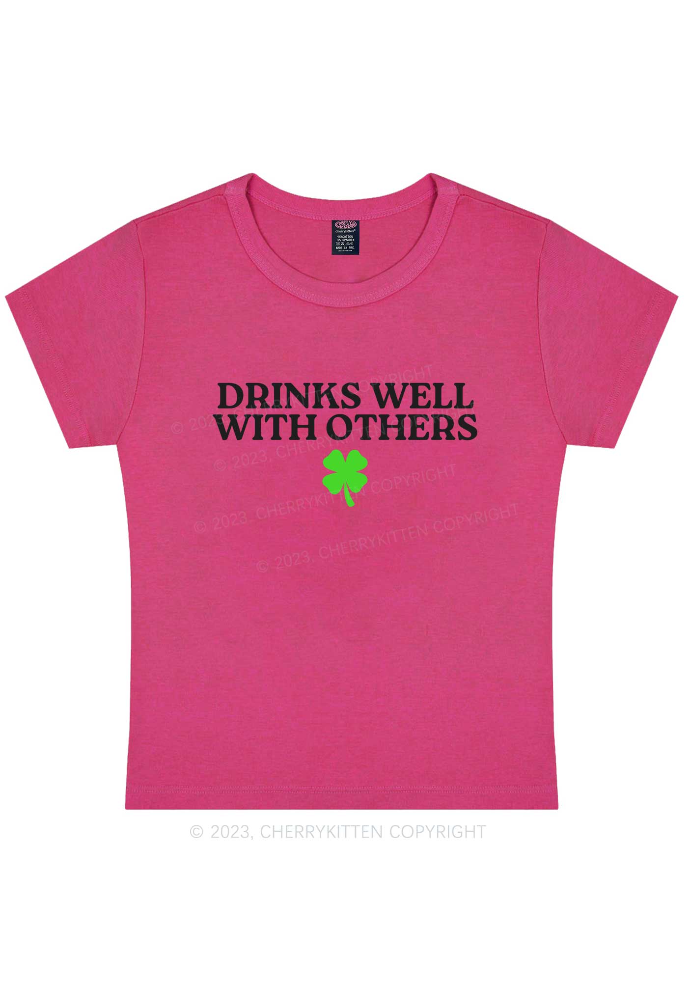 Drinks Well With Others St Patricks Y2K Baby Tee Cherrykitten