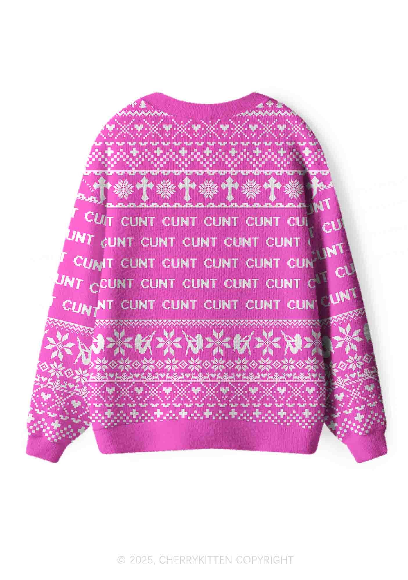 Pink Cxxt Y2K Christmas Cardigan Knit Sweatshirt Cherrykitten