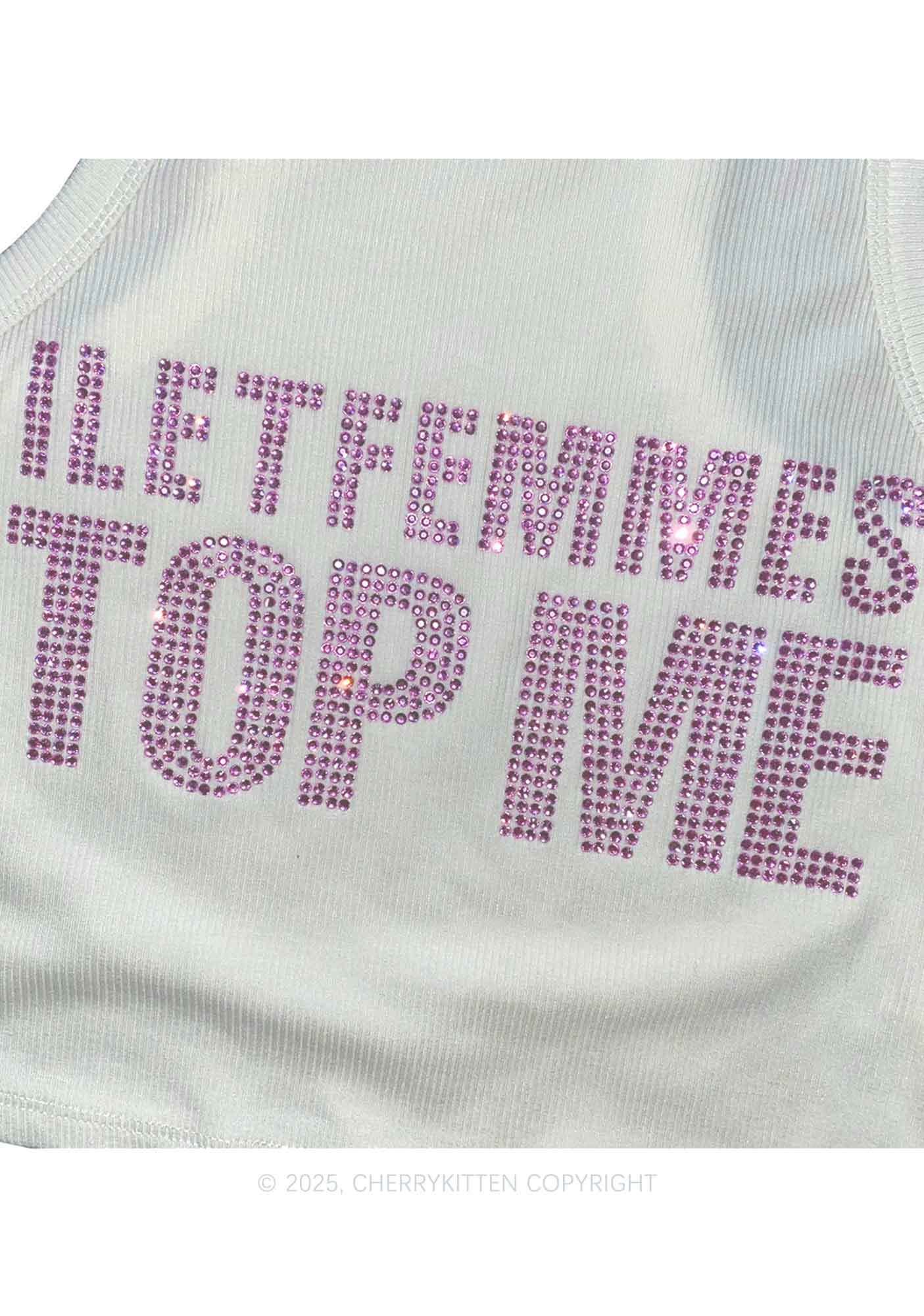 Rhinestone I Let Femmes Top Me Pride Y2K Crop Tank Top Cherrykitten
