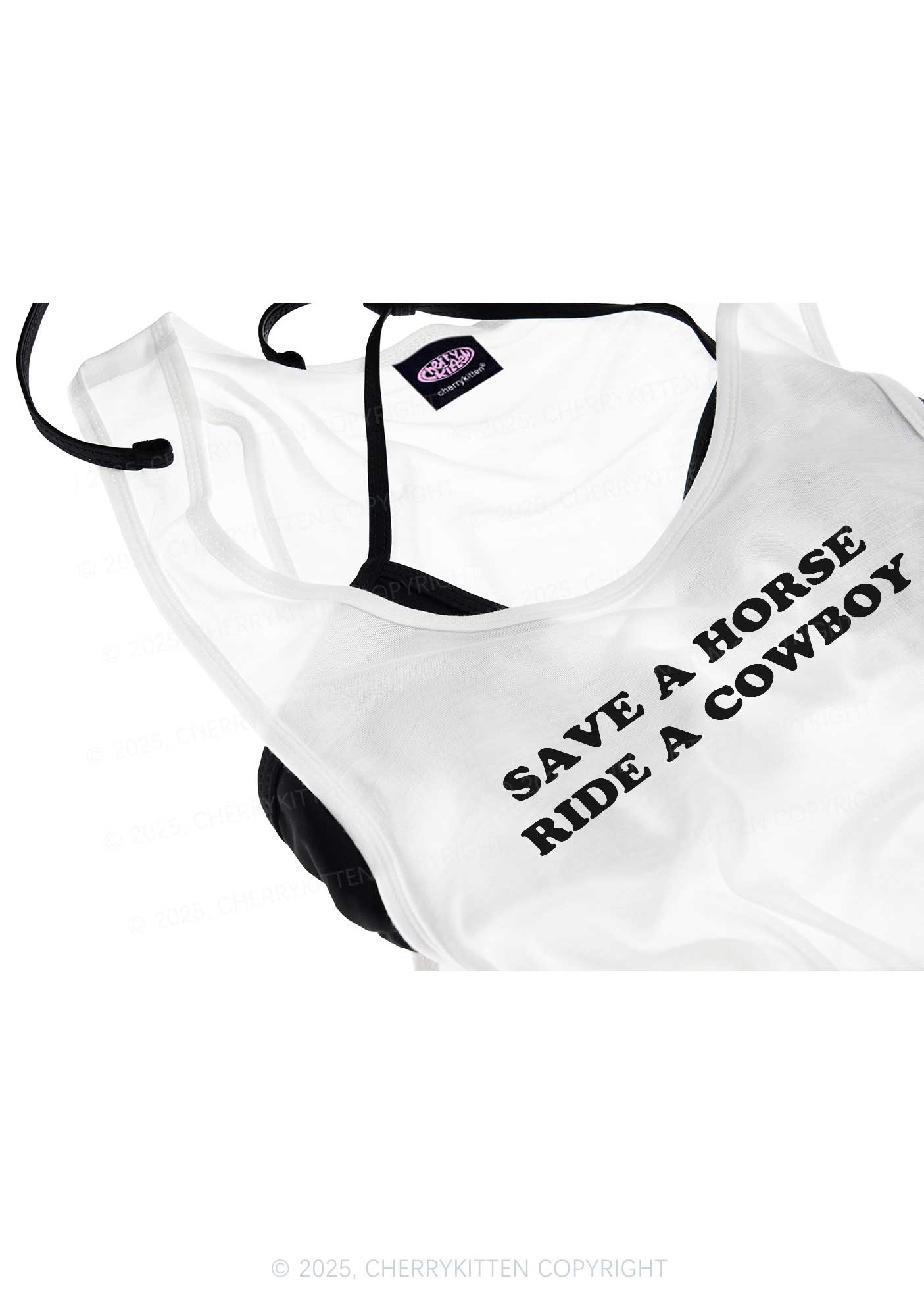 Save A Horse Y2K Sheer Boyfriend Tank Cherrykitten