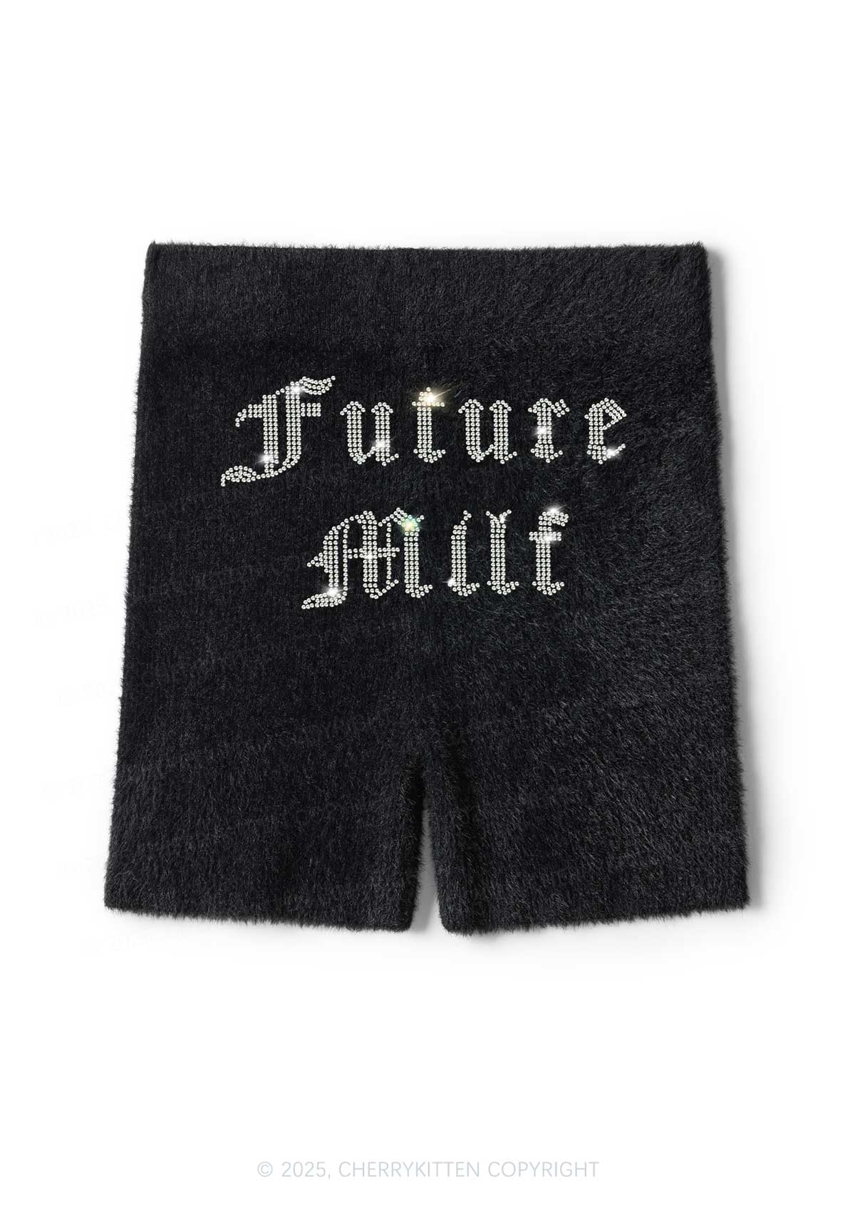Rhinestone Future Mxxf Y2K Fluffy Shorts Cherrykitten