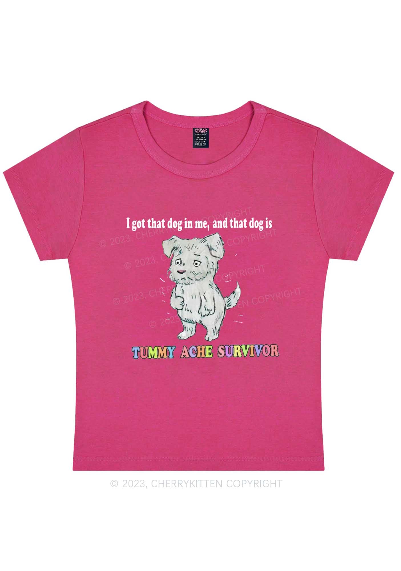 Curvy Tummy Ache Survivor Y2K Baby Tee Cherrykitten
