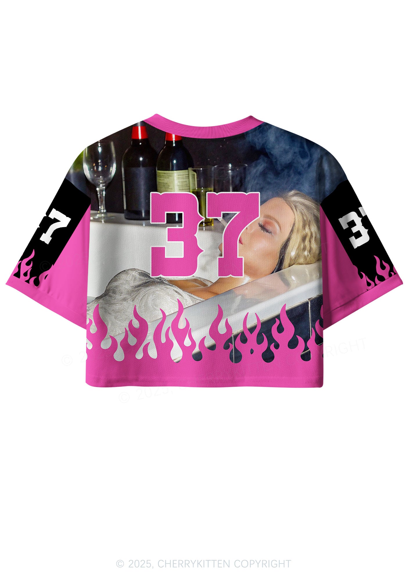 Custom Smoking Woman Y2K Crop Sport Jersey Shirts Cherrykitten