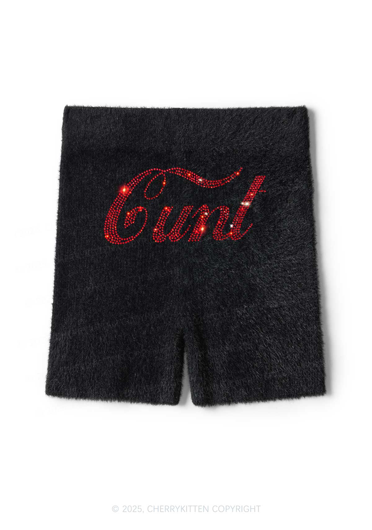 Rhinestone Special Cxxt Y2K Fluffy Shorts Cherrykitten