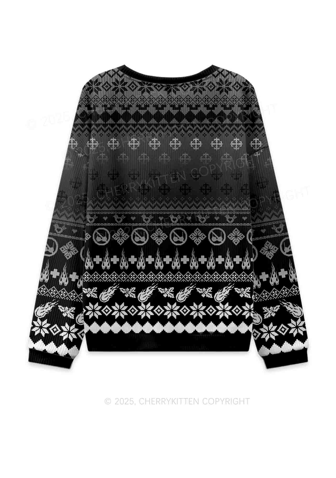 Black Freak Y2K Knit Sweatshirt Cherrykitten