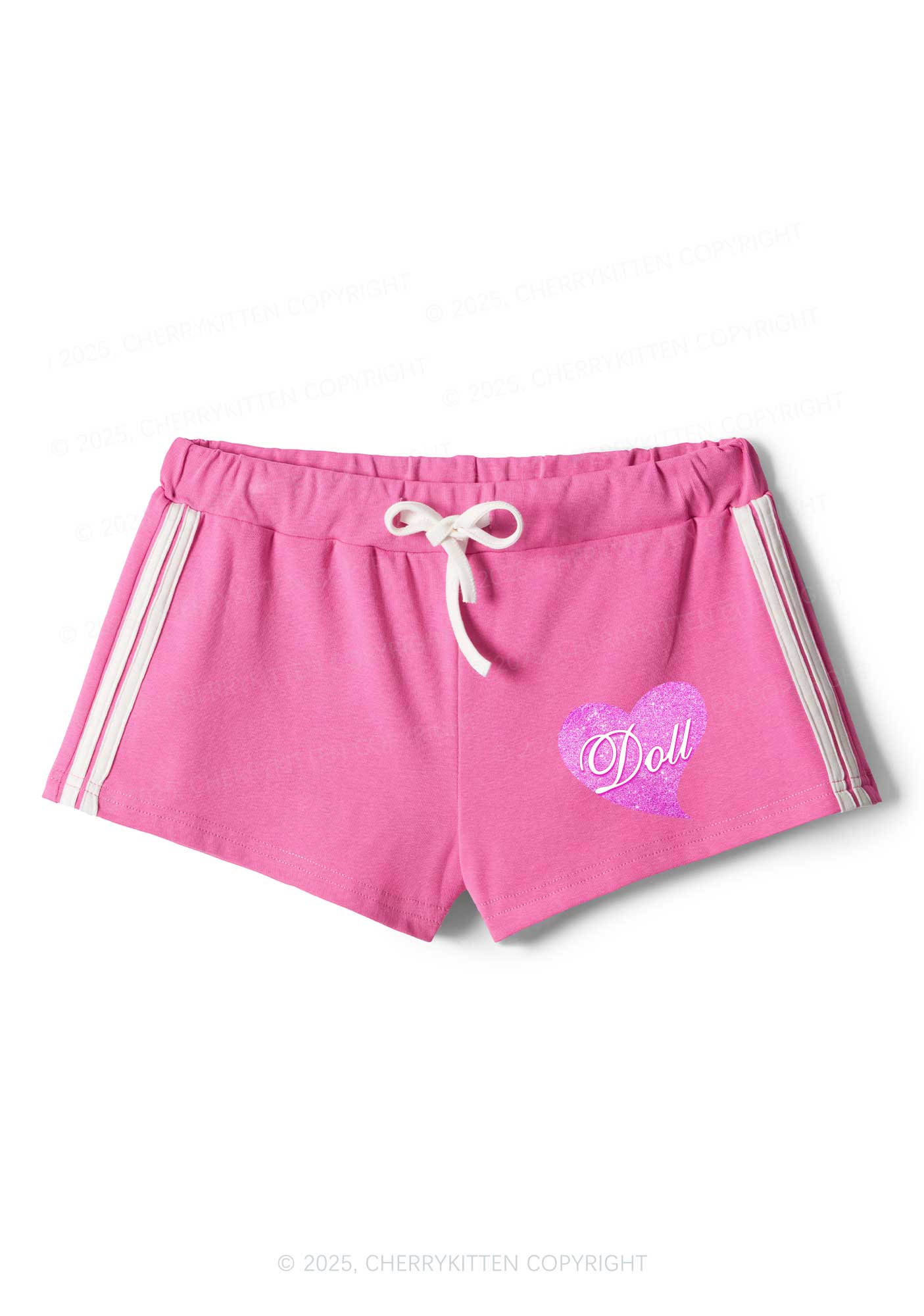 Glitter Heart Doll Y2K Drawstring Mini Shorts Cherrykitten