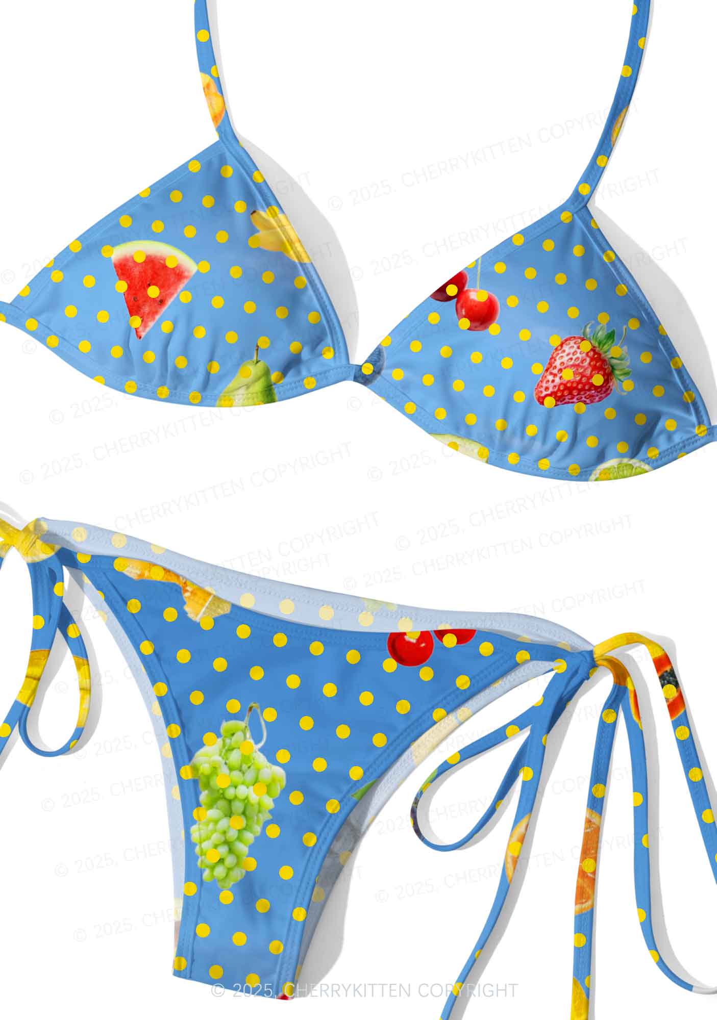 Dotty Fruits Y2K Print Bikini Set Cherrykitten