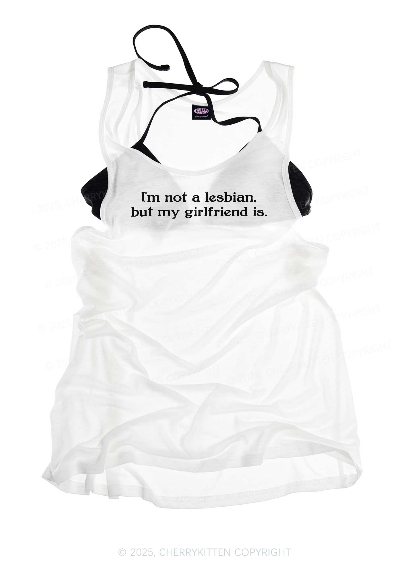 My Girlfriend Is Lesbian Pride Y2K Sheer Boyfriend Tank Cherrykitten