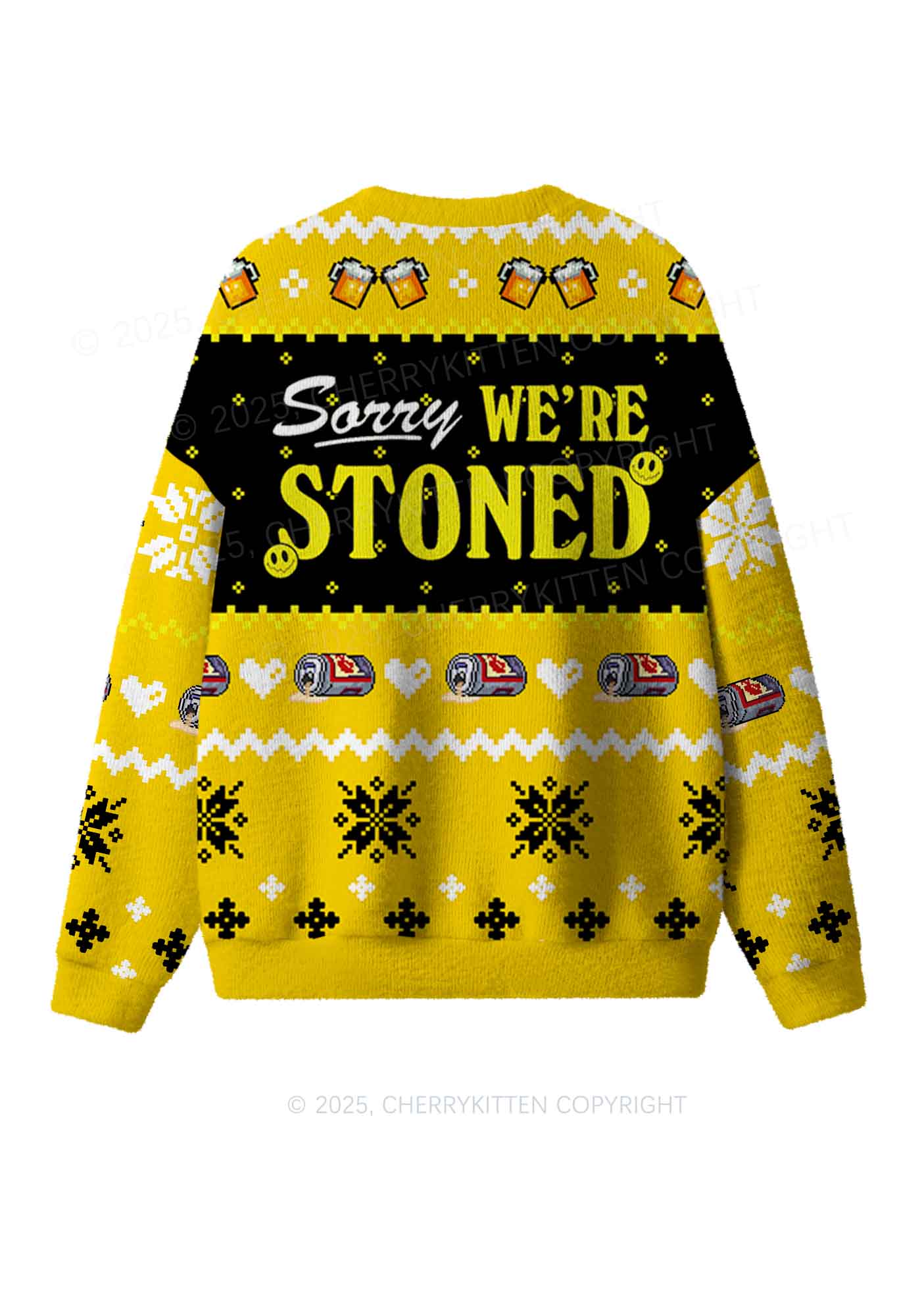 Sorry We Are Stoned Y2K Christmas Knit Sweatshirt Cherrykitten