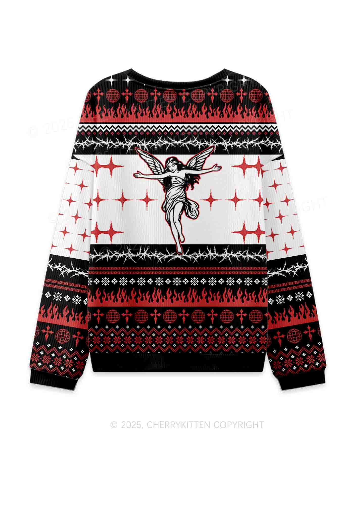 From Hell With Love Y2K Knit Sweatshirt Cherrykitten