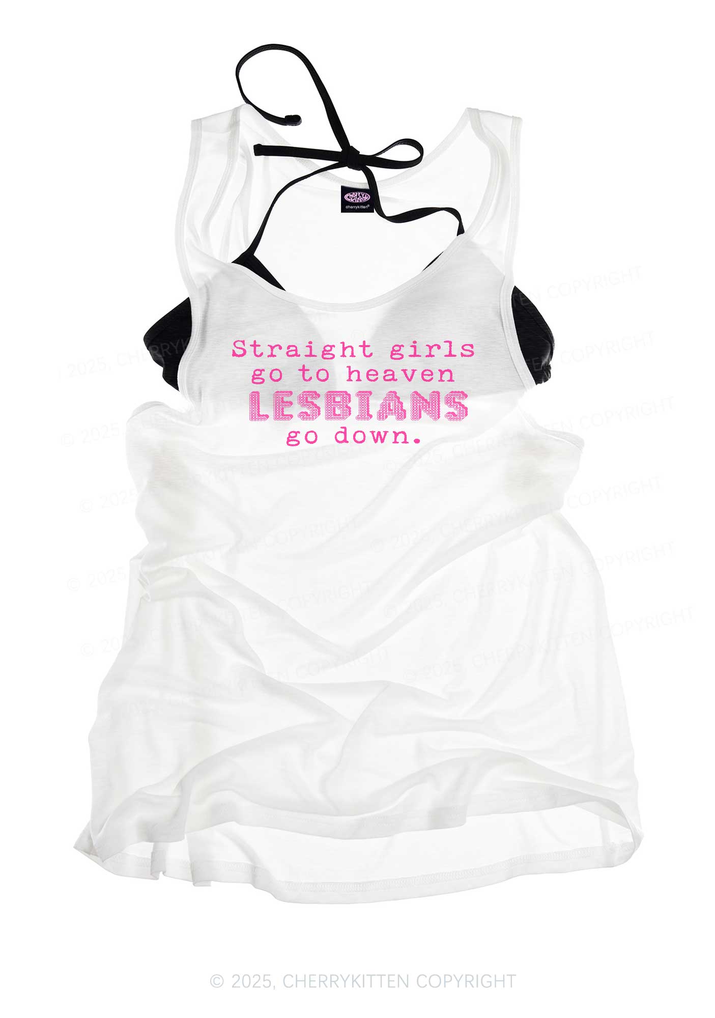Lesbians Go Down Pride Y2K Sheer Boyfriend Tank Cherrykitten