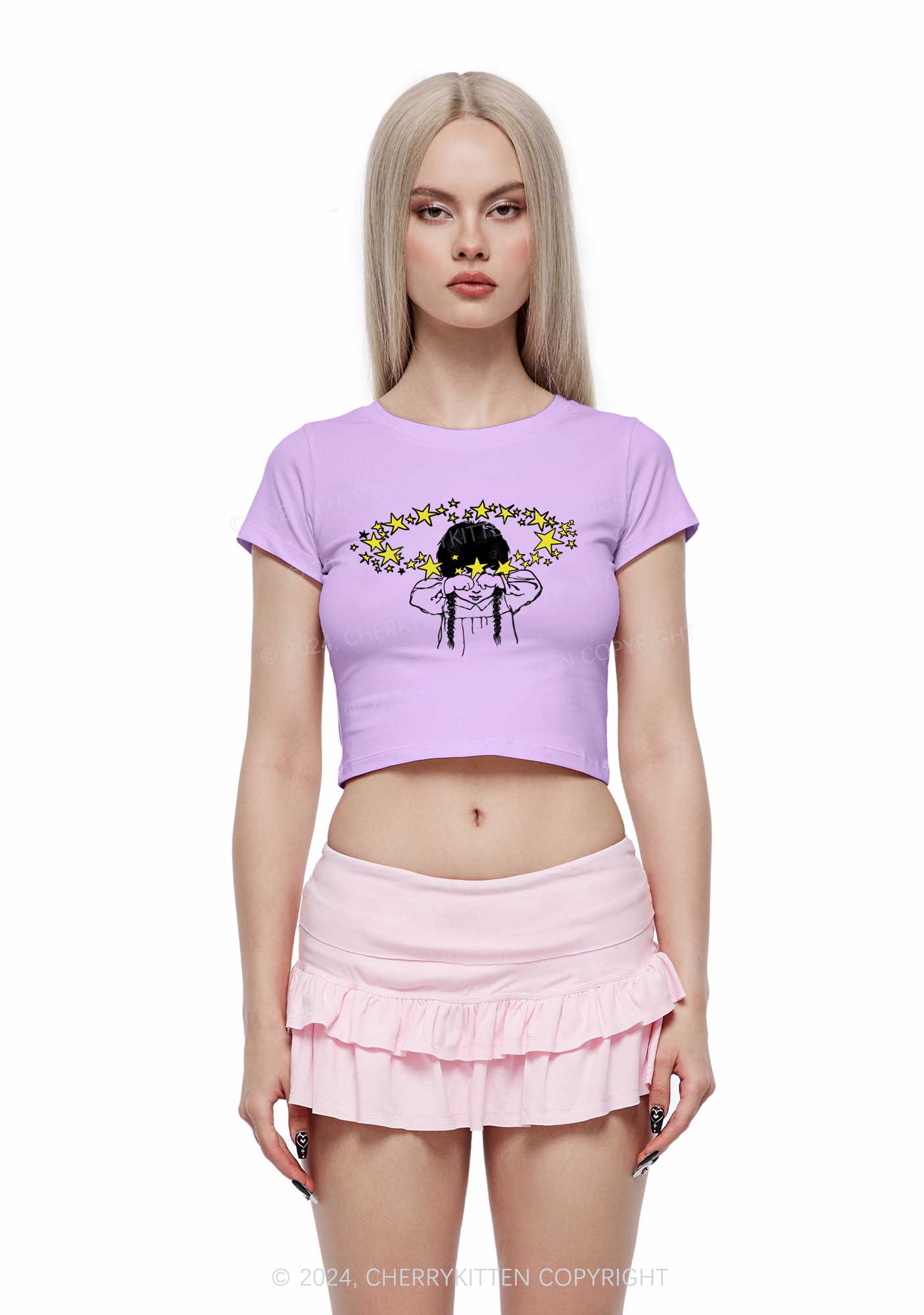 Stars In Your Eyes Y2K Baby Tee Cherrykitten