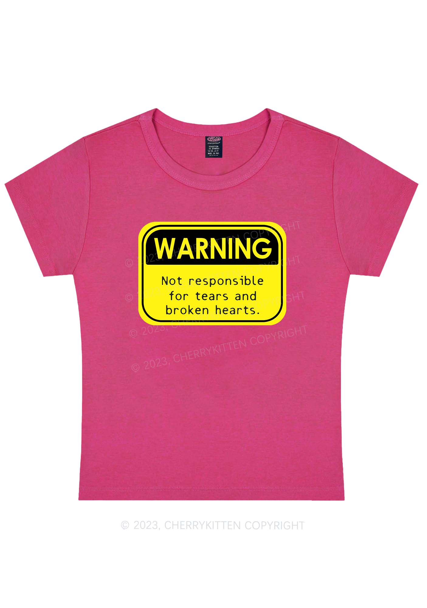 Curvy Warning Sign Y2K Baby Tee Cherrykitten