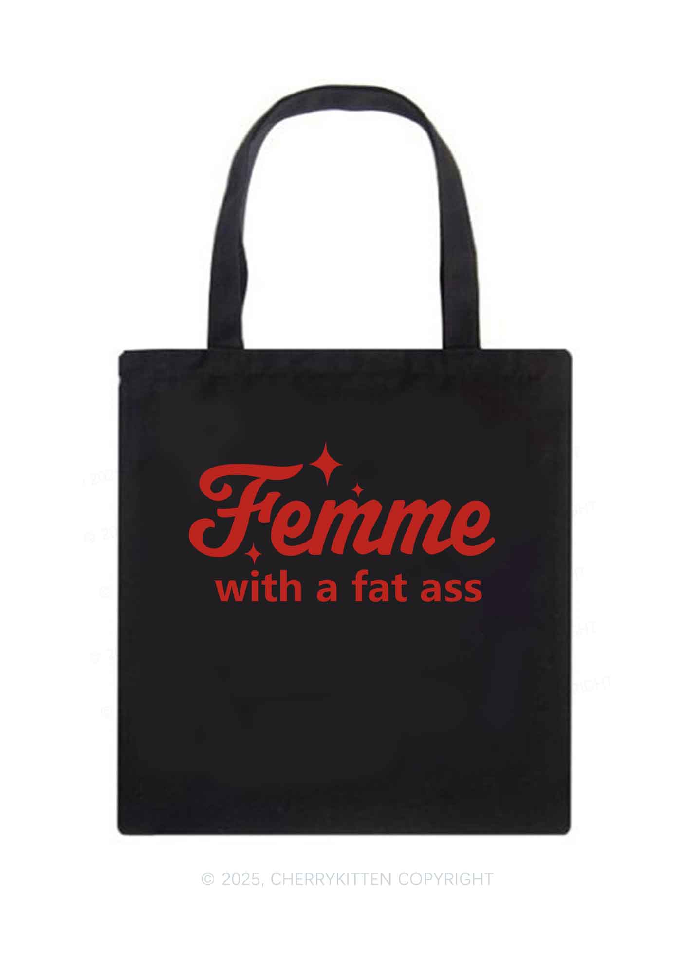 Femme With Fat Axx Pride Y2K Canvas Tote Bag Cherrykitten