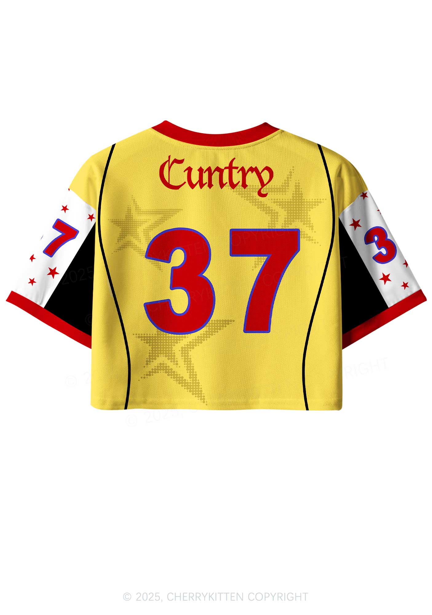 Custom Yellow Cuntry Star Y2K Crop Sport Jersey Shirts Cherrykitten