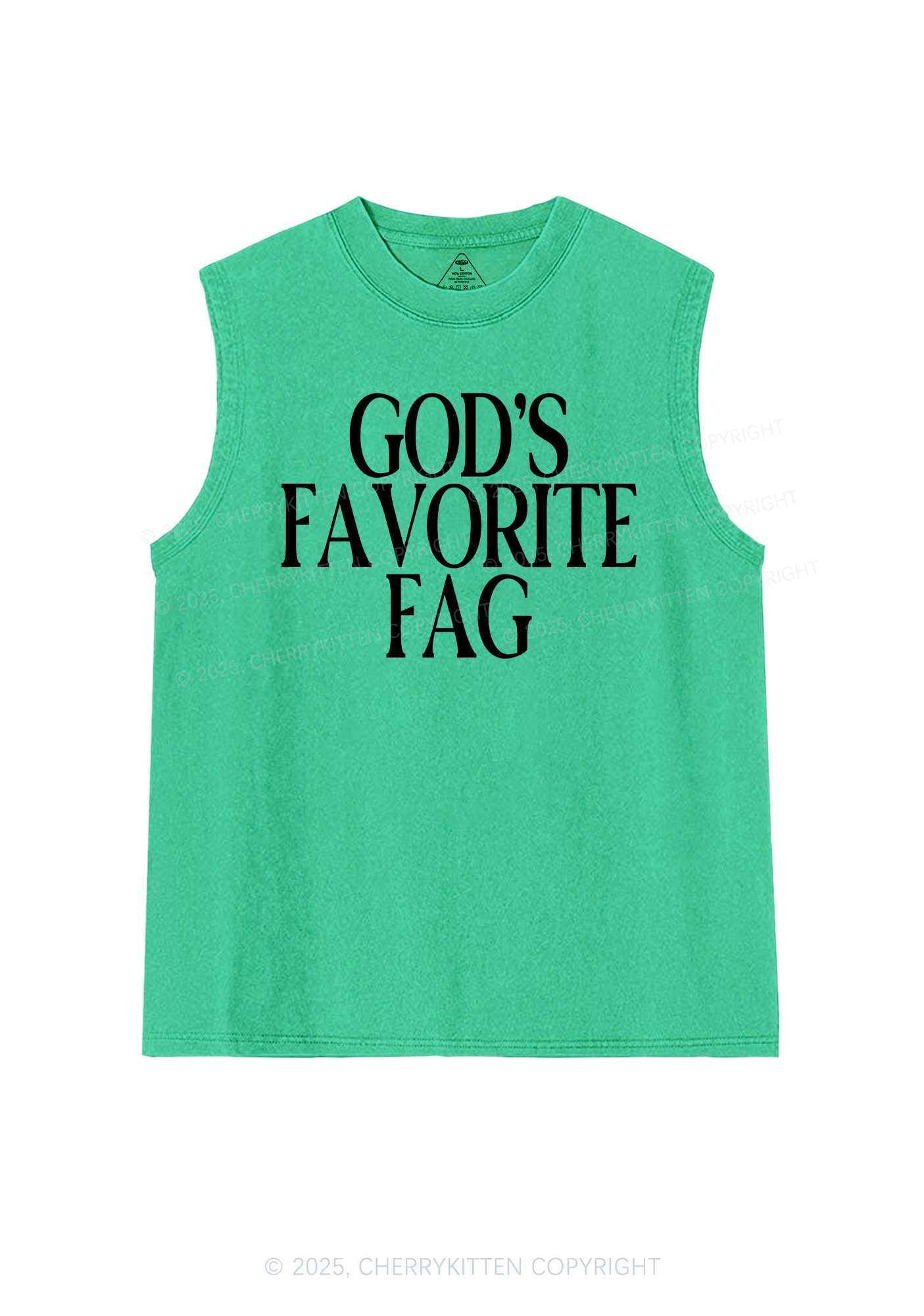 Gods Favorite Fag Pride Y2K Washed Muscle Tank Cherrykitten