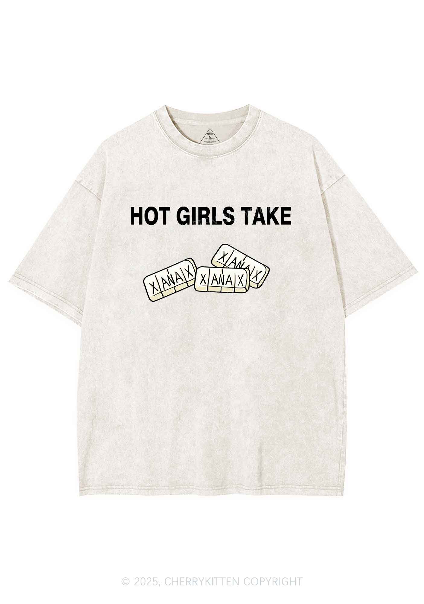 Hot Girls Take Xanax Y2K Shirts Washed Tee Cherrykitten