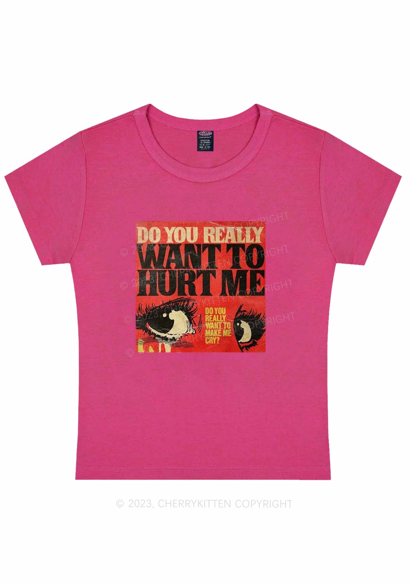 Curvy You Want Hurt Me Y2K Baby Tee Cherrykitten