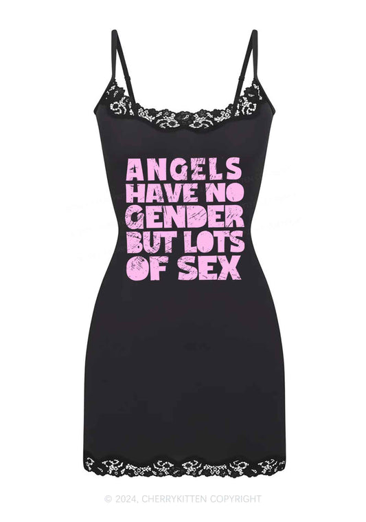 Angels Have No Gender Y2K Lace Slip Dress Cherrykitten