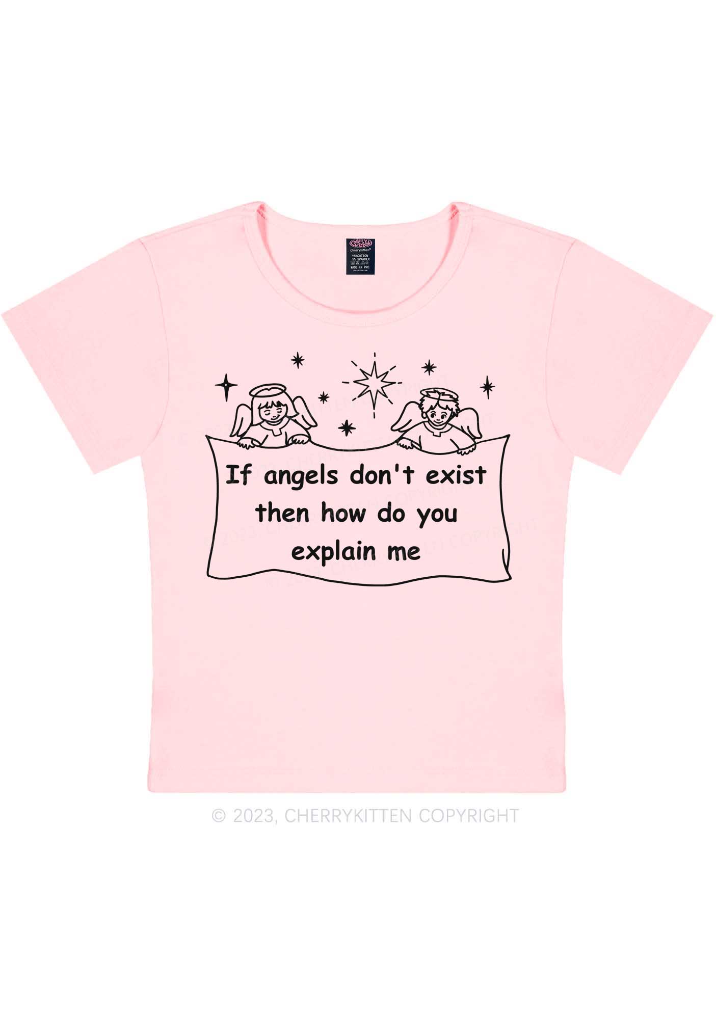 Angels Don't Exist Y2K Baby Tee Cherrykitten