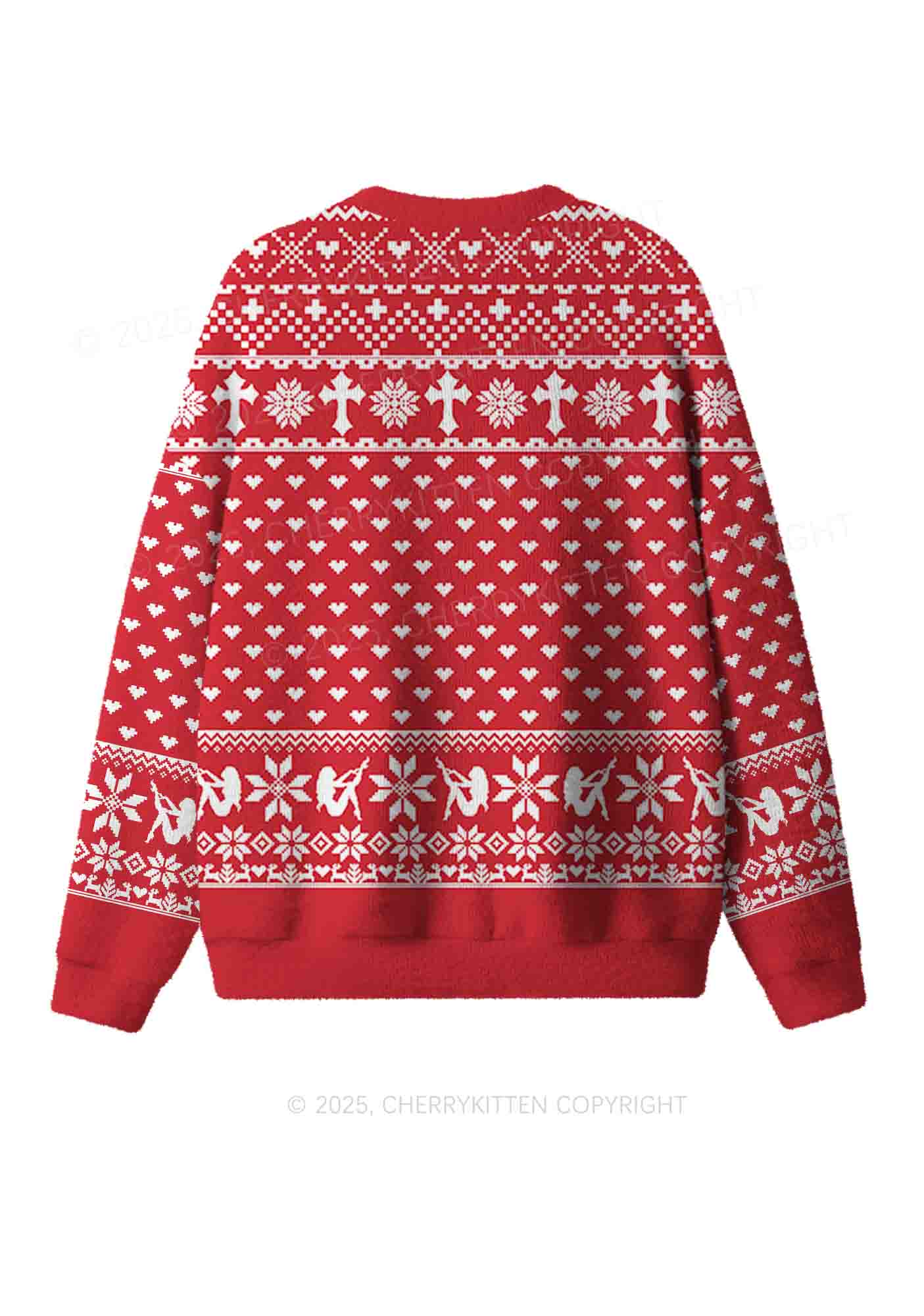 Red Cxxt Y2K Christmas Knit Sweatshirt Cherrykitten