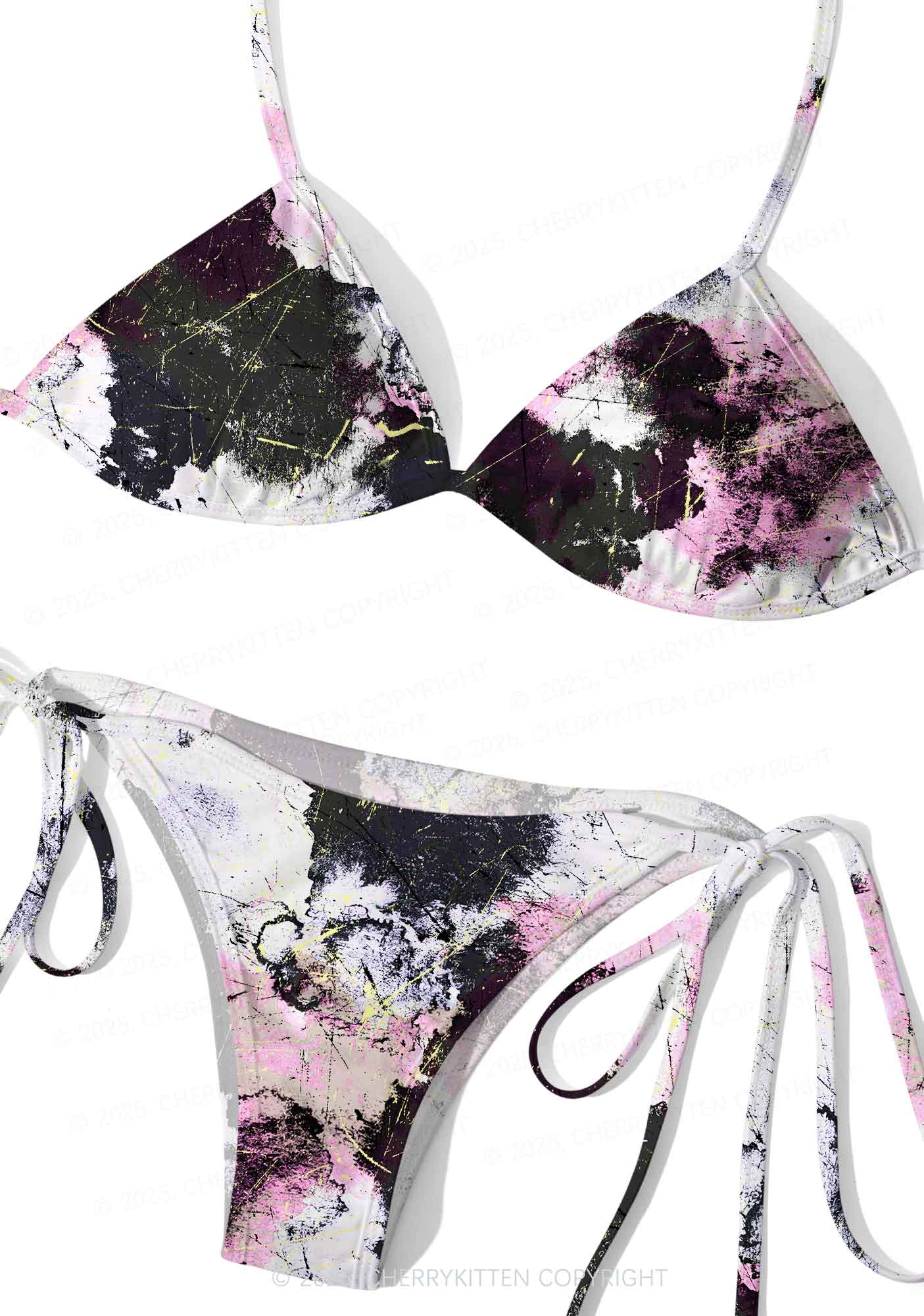 Ink Graffiti Y2K Print Bikini Set Cherrykitten