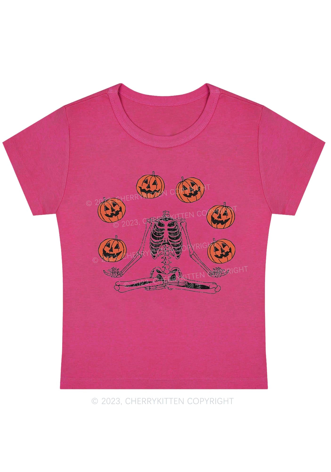 Halloween Pumpkin Head Skeleton Baby Tee Cherrykitten