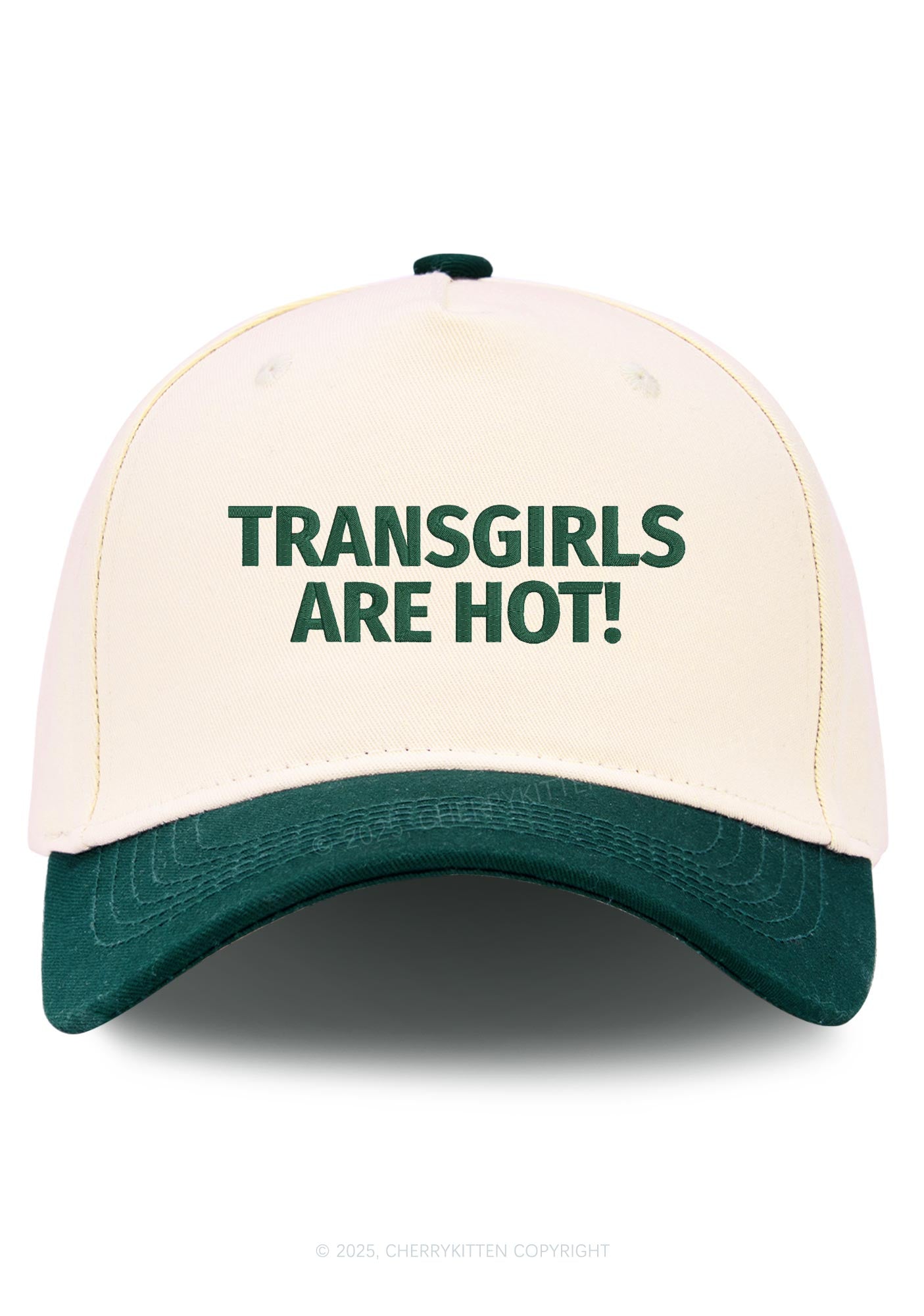 Embroidered Transgirls Are Hot Pride Y2K Color Block Baseball Cap Cherrykitten