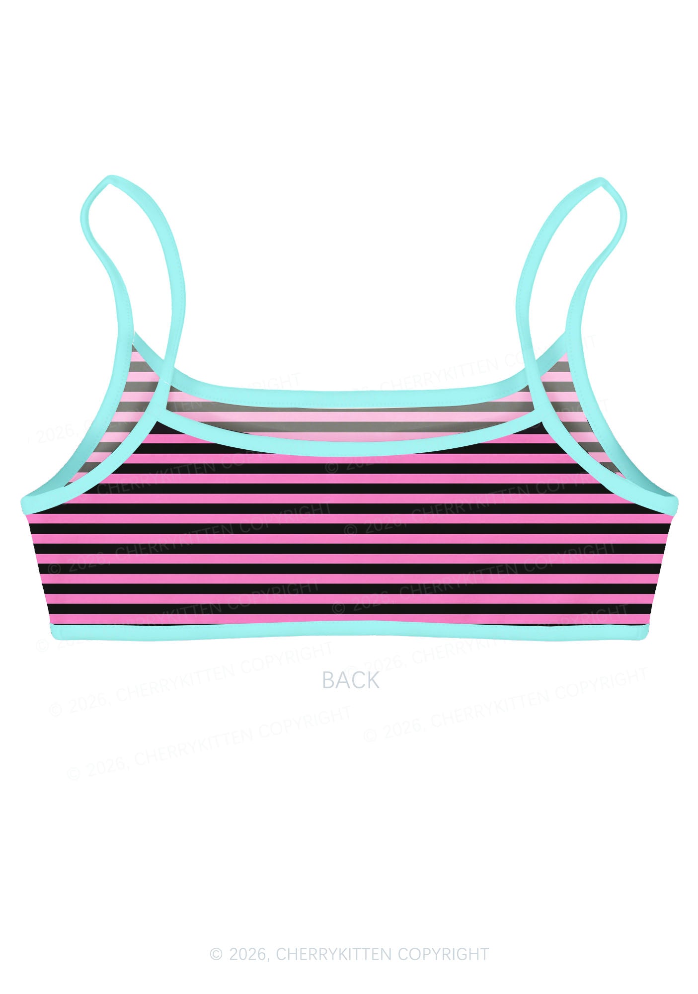Pink And Black Stripes Y2K Print Super Crop Cami Cherrykitten