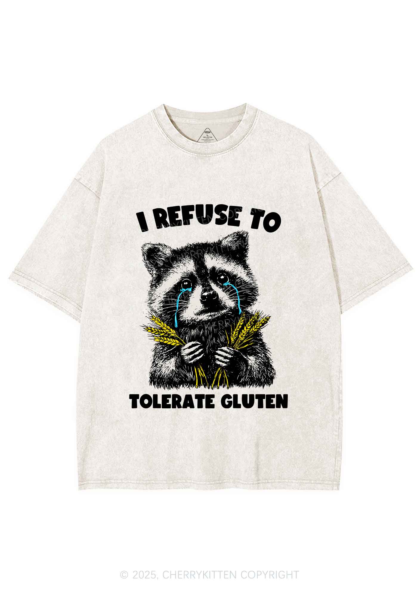 Refuse To Tolerate Gluten Y2K Shirts Washed Tee Cherrykitten