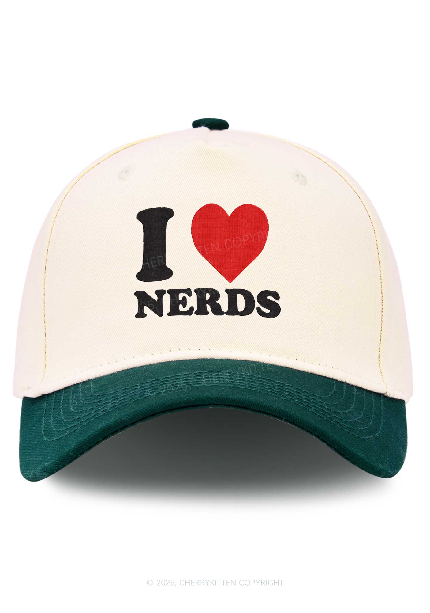 Embroidered I Love Nerds Y2K Color Block Baseball Cap Cherrykitten