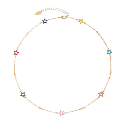 Y2K Colorful Vintage Star Necklace Cherrykitten