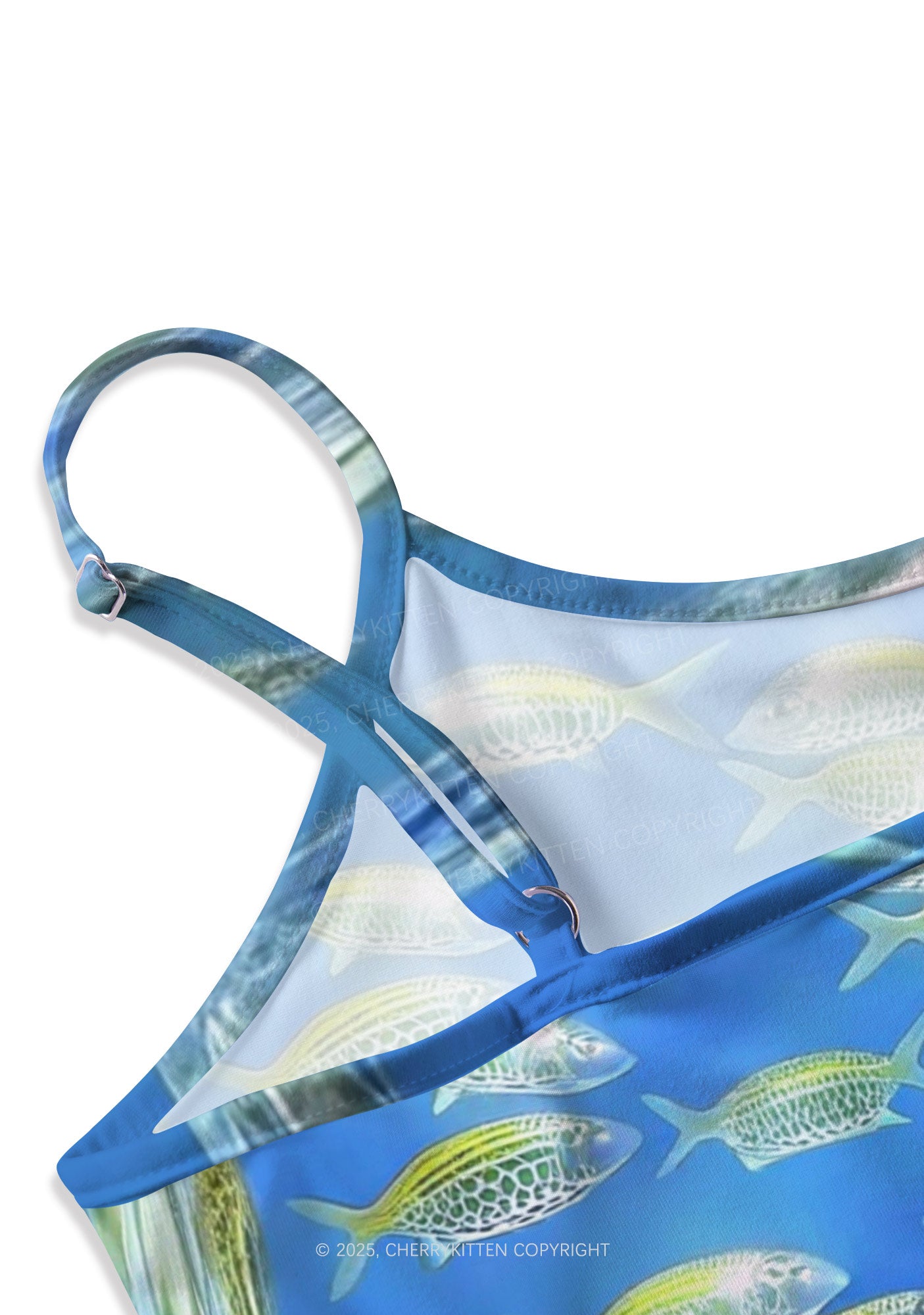 Undersea Fish Y2K Print Slip Dress Cherrykitten