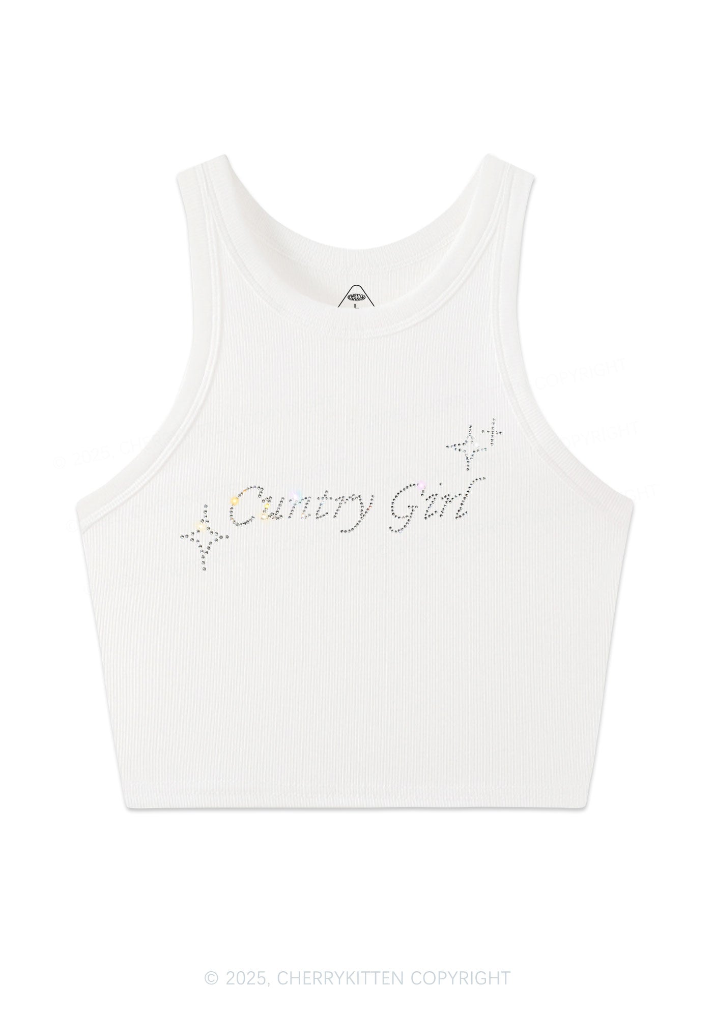 Rhinestone Cxxtry Girl Y2K Crop Tank Top Cherrykitten