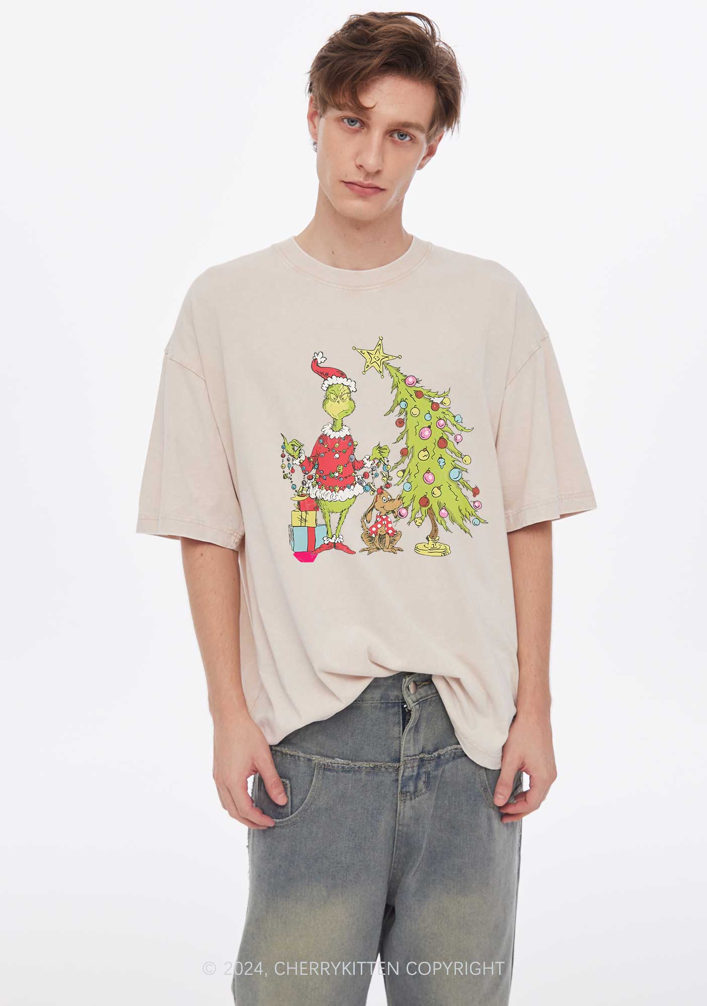 Christmas Tree Gift Y2K Washed Tee Cherrykitten