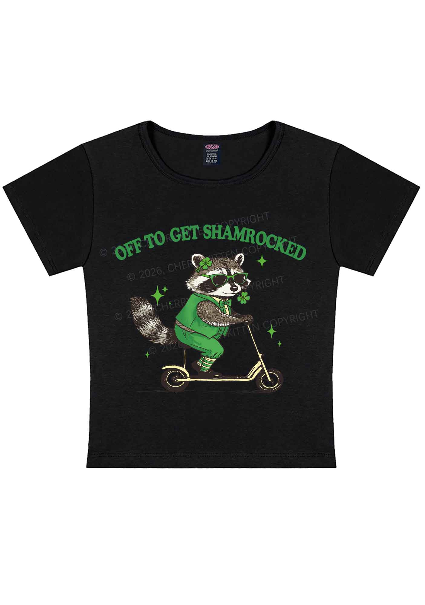 Off To Get Shamrocked St Patricks Y2K Baby Tee Cherrykitten